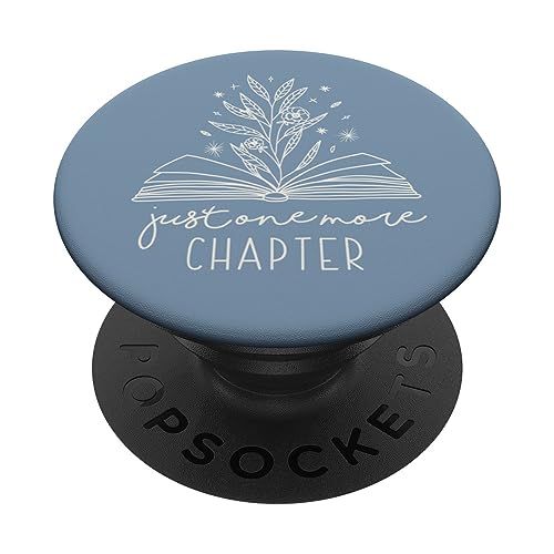 Just One More Chapter Buchliebhaber mit Blumenmuster, Blau PopSockets mit austauschbarem PopGrip von Book Lover Gifts by Vine Mercantile