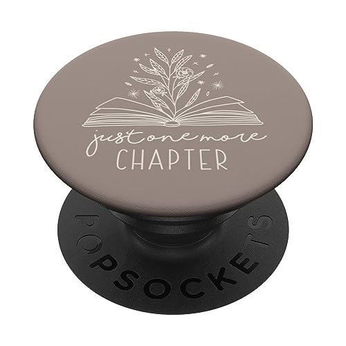 Just One More Chapter – Floral Book Lover (Neutral Taupe) PopSockets Klebender PopGrip von Book Lover Gifts by Vine Mercantile