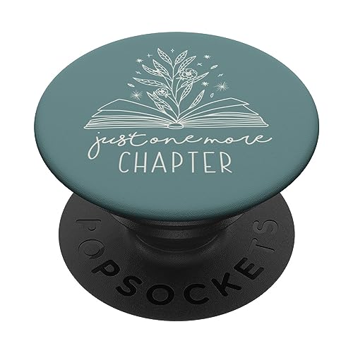 Just One More Chapter Floral Book Lover Reading (Blaugrün) PopSockets Klebender PopGrip von Book Lover Gifts by Vine Mercantile