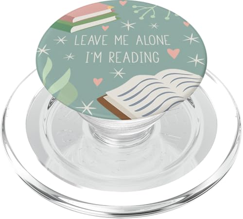 Leave Me Alone, I'm Reading - Cute Book Lover Gift PopSockets PopGrip: Ausziehbarer Sockel und Griff für Handys/Tablets mit Tauschbarem Top PopSockets PopGrip für MagSafe von Book Lover Gifts by Vine Mercantile