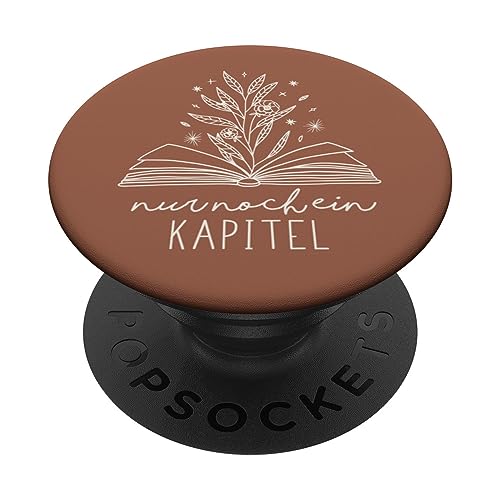 Book Lover Gifts by Vine Mercantile - Nur Noch Ein Kapitel - Floral Book Lover (Sienna) PopSockets Klebender PopGrip für Smartphones mit glatten, harten Plastikgehäusen in Schwarz und Sienna von Book Lover Gifts by Vine Mercantile