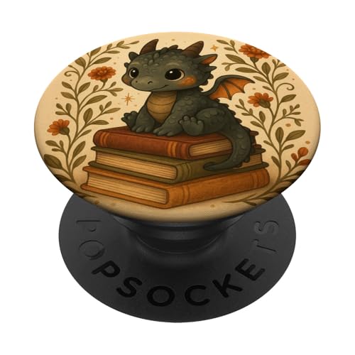 Book Lover Librarian Dragon Reading Fantasy Aesthetic Cute PopSockets Klebender PopGrip Book Lover Librarian Dragon Reading Fantasy Aesthetic Cute PopSockets Klebender PopGrip von Bookish Reader Girls Women Cute Aesthetic Reading