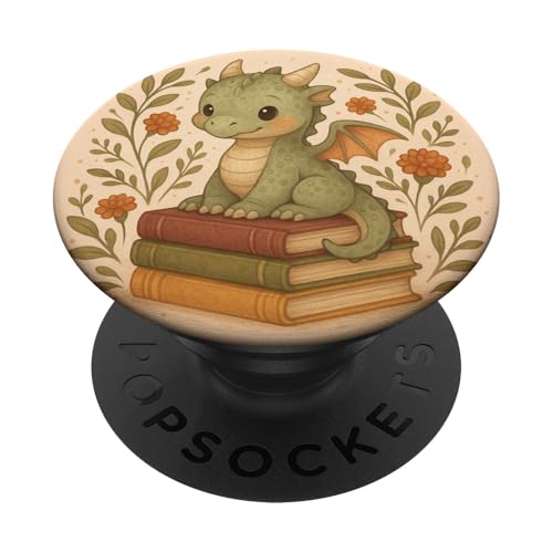 Book Lover Librarian Dragon Reading Fantasy Aesthetic Cute PopSockets Klebender PopGrip von Bookish Reader Girls Women Cute Aesthetic Reading