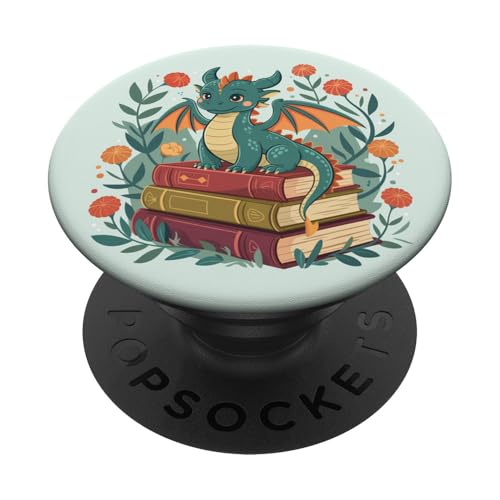 Book Lover Librarian Dragon Reading Fantasy Aesthetic Cute PopSockets Klebender PopGrip Book Lover Librarian Dragon Reading Fantasy Aesthetic Cute PopSockets Klebender PopGrip von Bookish Reader Girls Women Cute Aesthetic Reading
