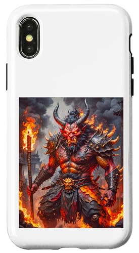Japanischer Mythologiegott rothäutiger Oni inmitten dunkler Flammen Hülle für iPhone X/XS Japanischer Mythologiegott rothäutiger Oni inmitten dunkler Flammen Hülle für iPhone X/XS von Boom Manufaktur