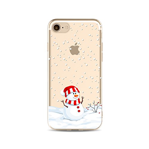 BoomTeck iPhone 8 Hülle Weihnachten, Ultra Dünn Silikon iPhone 7 HandyHülle Christmas Transparent Schutzhülle für 4.7" iPhone 8 iPhone 7 Durchsichtig Stoßfest TPU Cover Schneeflocke Weihnachtsbaum von BoomTeck