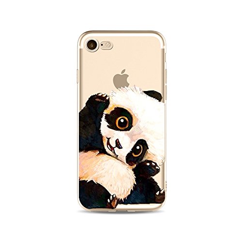 iPhone SE (2016 Edition) Hülle Panda, iPhone 5S HandyHülle Silikon Niedlich Panda Tier Muster Slim Gel TPU Transparent Schutzhülle Durchsichtig Dünn Stoßfest Gummi Clear Bumper Cover von BoomTeck