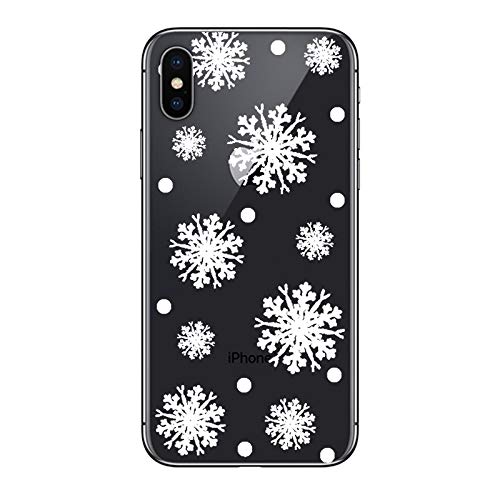 iPhone XS Max Hülle Weihnachten Silikon Slim Transparent mit Christmas Muster Weich TPU Schutzhülle für 6.5" iPhone XS Max Ultra Dünn Gummi Stoßfest HandyHülle süß Weiß Weihnachtsbaum Schneeflocke von BoomTeck