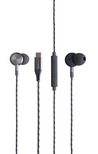 Boompods Digibuds USB C Kopfhörer - In Ear Kopfhörer mit Kabel USB C Anschluss, IPX4 schweißfeste USB-C Ear Buds Ohrhörer mit Kabel & Mikrofon, geflochtenes langlebiges Boomflex Kabel, Graphit von Boompods