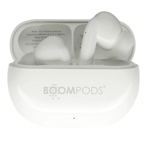 Boompods Echobuds In-Ear Bluetooth Kopfhörer - Kabellose In Ear Ohrhörer mit Mikrofon, 19 Std. Spielzeit und Ladebox, IPX4 Wasserdicht, TWS-Ohrhörer mit Geräuschunterdrückung, Sand von Boompods