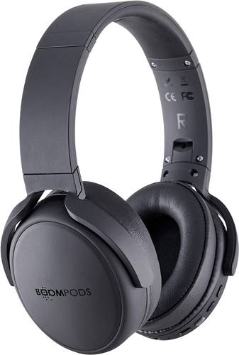 Boompods Headpods ANC Over Ear Kopfhörer Bluetooth® Schwarz Noise Cancelling Lautstärkeregelung, von Boompods