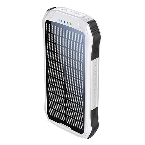 Boompods Neutron 10000mAh Power Bank Solar, tragbares Ladegerät, Solar Powerbank mit Schnellladefunktion, IPX 4 wasserdicht, Camping-Taschenlampe, Outdoor Akkupack mit 2xUSB für Handy/Tablets, Weiß von Boompods