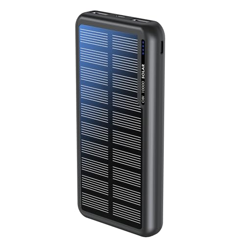 Boompods Obi Solar 10000mAh Solar Powerbank - Ladegerät mit Schnellladefunktion, Hochleistungs-Akku, Power Bank mit Solarpanel, 1x USB-C & 2X USB Ladegerät für Handy, Tablets & mehr, Schwarz von Boompods