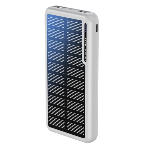 Boompods Obi Solar 10000mAh Solar Powerbank - Ladegerät mit Schnellladefunktion, Hochleistungs-Akku, Power Bank mit Solarpanel, 1x USB-C & 2X USB Ladegerät für Handy, Tablets & mehr, Weiß von Boompods