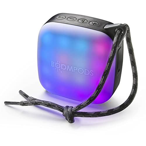 Boompods Rhythm Party Mini Lautsprecher - Nachhaltiger tragbarer Bluetooth Lautsprecher klein mit LED, hergestellt aus Ozean gebundenen Kunststoffen, IPX7 wasserdicht, 5 Std. Spielzeit, Reisen/Outdoor von Boompods