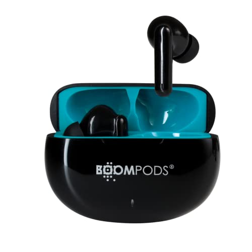 Boompods Skim Bluetooth Kopfhörer Kabellos - True Wireless Ohrhörer mit ENC-Mikrofon, IPX4 Wasserschutz und 20 Std-Akkulaufzeit, TWS In-Ear Kopfhörer aus Ozean-Kunststoff, Schwarz von Boompods
