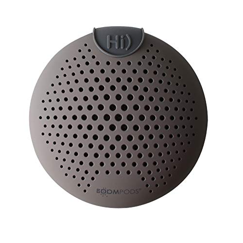 Boompods Soundclip tragbarer Bluetooth Lautsprecher mit Amazon Alexa - Outdoor Lautsprecher klein, IPX6 wasserdicht, 5 Std Spielzeit, Mikrofon & Dual Pairing, für Dusche, Reisen, iPhone, Grau von Boompods