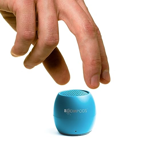 Boompods Zero Talk Mini tragbarer Bluetooth Lautsprecher mit Amazon Alexa - Outdoor Lautsprecher klein, IPX6 wasserdicht, Mikrofon, 5 Std Spielzeit, Portable Speaker für Dusche, Reisen, Auto, Blau von Boompods