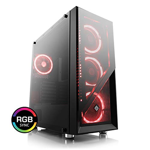 Gaming PC-Gehäuse Argo - Midi-Tower, RGB Beleuchtung (inkl. Steuerung), Glas-Seitenteil, Glas-Front, vormontierte Lüfter, E-ATX, ATX, Micro-ATX, Mini-ITX, schwarz von Boost Boxx