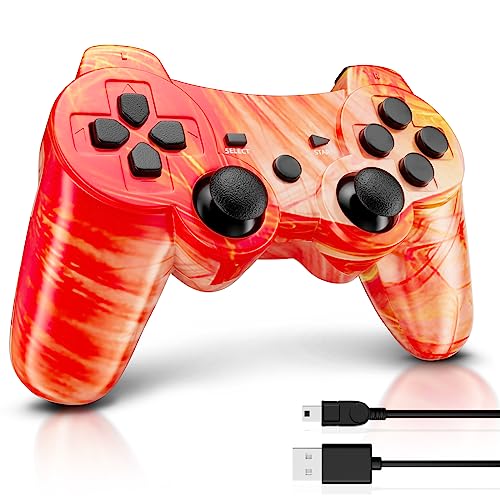 Boowen Kabelloser Controller für PS3, 6-Achsen High Performance Motion Sense Dual Vibration, Bluetooth, wiederaufladbar, verbesserte Gaming-Joysticks, USB-Ladekabel, kompatibel mit Sony PlayStation 3 von Boowen