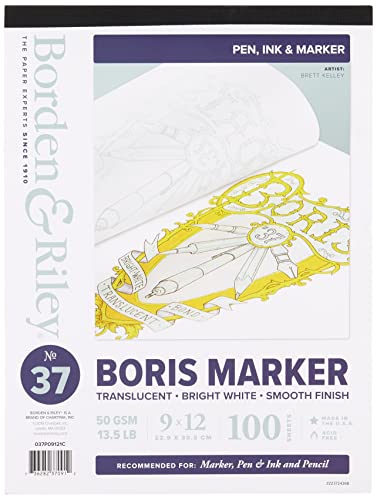 Borden & Riley #37 Boris Marker-Layout, helles Weiß, durchscheinendes Bond Pad, 22,9 x 30,5 cm, 13,5 lb, 100 weiße Blatt, je 1 Block (037P09121C) von Borden & Riley