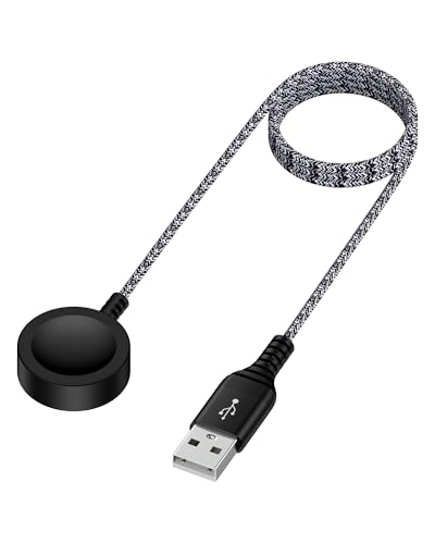 Galaxy Smart Watch Ladegerät kompatibel mit Samsung Galaxy Watch 7/Ultra/6 Classic/5 Pro/FE, Nylon geflochtene magnetische Ladestation mit USB-C Ladekabel für Samsung Galaxy (Schwarz) von Bordsek