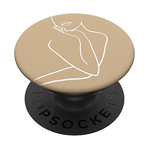 Damenumrisse, minimalistisch, Boho-Stil, Beige, Bohemian-Stil, ästhetisches Mädchen PopSockets mit austauschbarem PopGrip von BoredKoalas Boho Phone Case Gifts