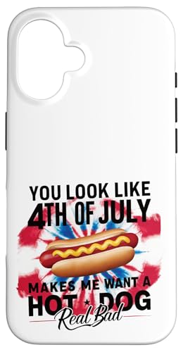 4. Juli Hot Dog für Cookouts Feuerwerk und USA Pride Hülle für iPhone 16 von Born to Grill Apparel.USA