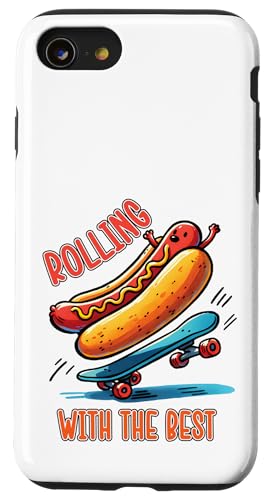 Epic Skate Hot Dog Skateboard Rolling mit bestem Grillessen Hülle für iPhone SE (2020) / 7 / 8 von Born to Grill Apparel.USA
