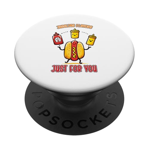 Lustiger Hot Dog Jonglieren Senf Ketchup Humor für Lebensmittelliebhaber PopSockets Klebender PopGrip Lustiger Hot Dog Jonglieren Senf Ketchup Humor für Lebensmittelliebhaber PopSockets Klebender PopGrip von Born to Grill Apparel.USA