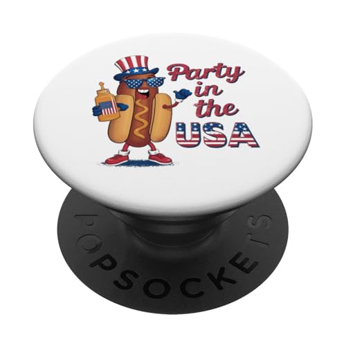 Lustiger patriotischer Hot Dog | Cute Hot Dog American BBQ Party PopSockets Klebender PopGrip von Born to Grill Apparel.USA