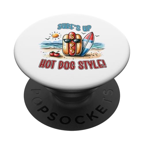 Patriotischer BBQ Beach Surfer Humor Surf's Up Hot Dog Style PopSockets Klebender PopGrip Patriotischer BBQ Beach Surfer Humor Surf's Up Hot Dog Style PopSockets Klebender PopGrip von Born to Grill Apparel.USA