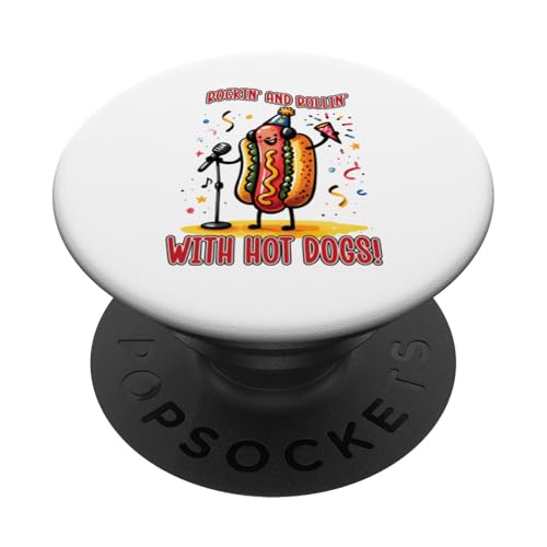 Rock and Roll Hot Dog Kostüm Musikalische Feinschmecker Grillliebhaber PopSockets Klebender PopGrip von Born to Grill Apparel.USA
