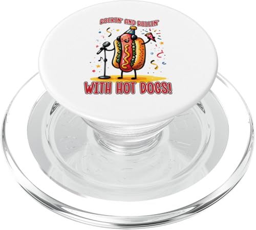 Rock and Roll Hot Dog Kostüm Musikalische Feinschmecker Grillliebhaber PopSockets PopGrip für MagSafe von Born to Grill Apparel.USA