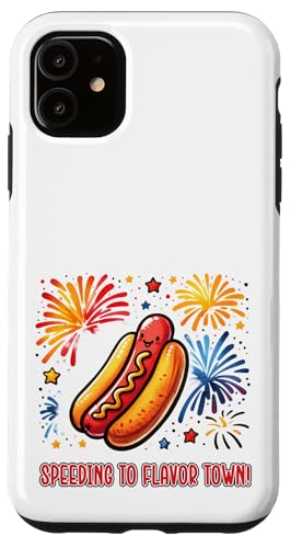 Speeding To Flavors Town Hot Dog Fireworks 4. Juli BBQ Hülle für iPhone 11 von Born to Grill Apparel.USA
