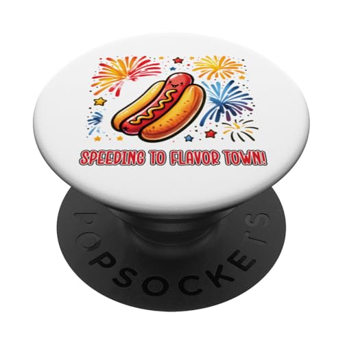 Speeding To Flavors Town Hot Dog Fireworks 4. Juli BBQ PopSockets Klebender PopGrip Speeding To Flavors Town Hot Dog Fireworks 4. Juli BBQ PopSockets Klebender PopGrip von Born to Grill Apparel.USA