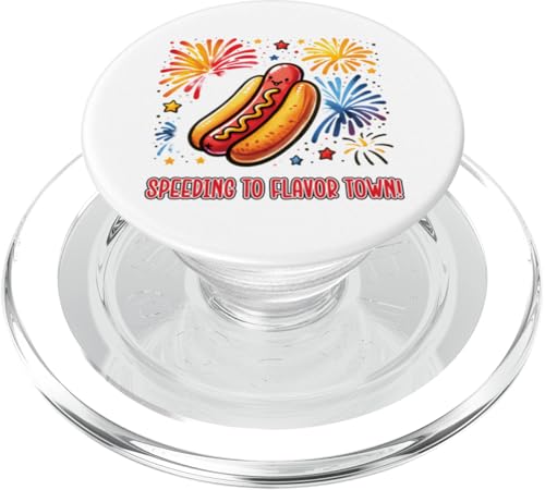 Speeding To Flavors Town Hot Dog Fireworks 4. Juli BBQ PopSockets PopGrip für MagSafe von Born to Grill Apparel.USA