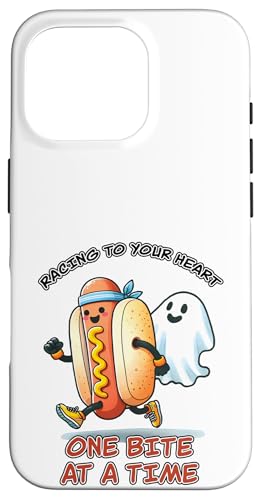 Spooky Fitness Wortspiel Lustiger Halloween-Geist und Hot Dog Läufer Hülle für iPhone 16 Pro von Born to Grill Apparel.USA