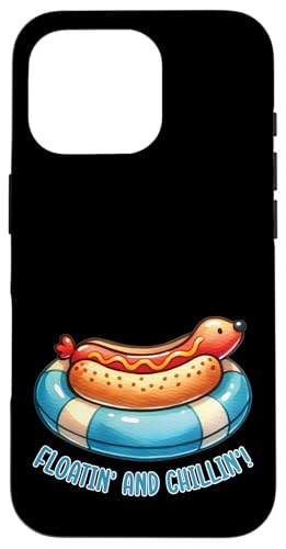 Süßer Hot Dog im Schwimmer, entspannender Grill, Grill, Essen Hülle für iPhone 16 Pro von Born to Grill Apparel.USA