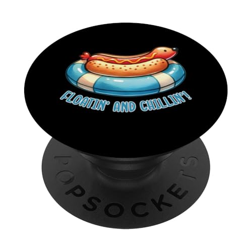 Süßer Hot Dog im Schwimmer, entspannender Grill, Grill, Essen PopSockets Klebender PopGrip von Born to Grill Apparel.USA