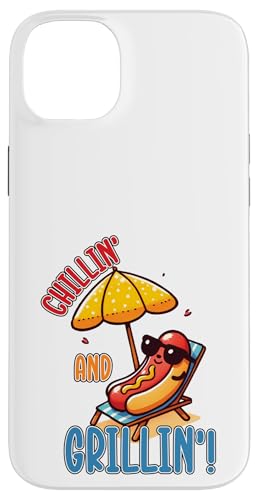 Summer BBQ Leprechaun Vibes Chillin und Grillin Hot Dog Hülle für iPhone 14 Plus von Born to Grill Apparel.USA