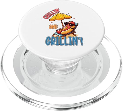 Summer BBQ Leprechaun Vibes Chillin und Grillin Hot Dog PopSockets PopGrip für MagSafe von Born to Grill Apparel.USA