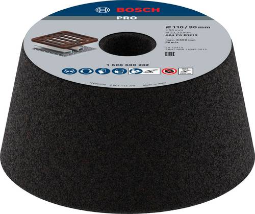 Bosch Accessories 1608600232 Schleiftopf, konisch-Metall/Guss 90 mm, 110 mm, 55 mm, 24 1St. Bosch Accessories 1608600232 Schleiftopf, konisch-Metall/Guss 90 mm, 110 mm, 55 mm, 24 1St. von Bosch Accessories
