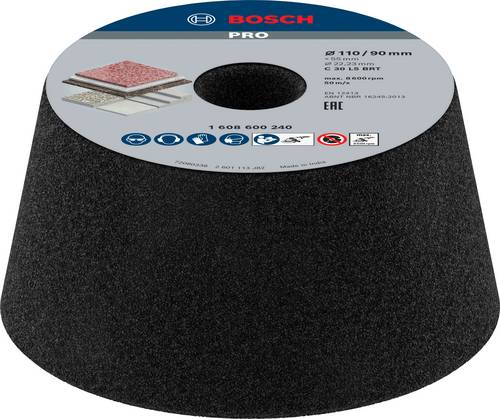 Bosch Accessories 1608600240 Schleiftopf, konisch-Stein/Beton 90 mm, 110 mm, 55 mm, 36 1St. Bosch Accessories 1608600240 Schleiftopf, konisch-Stein/Beton 90 mm, 110 mm, 55 mm, 36 1St. von Bosch Accessories
