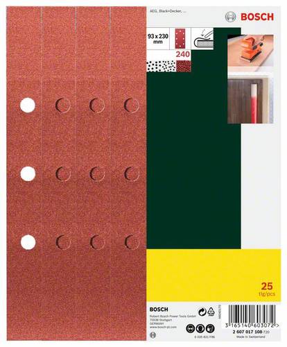 Bosch Accessories 2607017108 Schwingschleifpapier gelocht Körnung 240 (L x B) 230mm x 93mm 25St. von Bosch Accessories