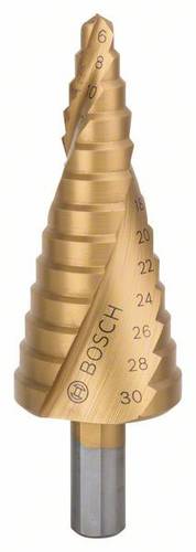 Bosch Accessories 2608587430 HSS Stufenbohrer 6 - 30mm TiN Gesamtlänge 93.5mm 3-Flächenschaft 1St. von Bosch Accessories