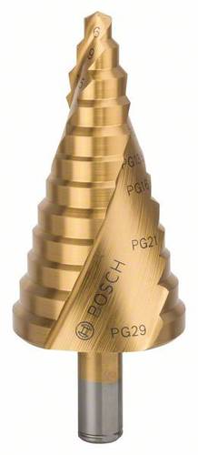 Bosch Accessories 2608587435 HSS Stufenbohrer 6 - 37 mm, PG7 - PG29 TiN Gesamtlänge 93mm 3-Flächen von Bosch Accessories