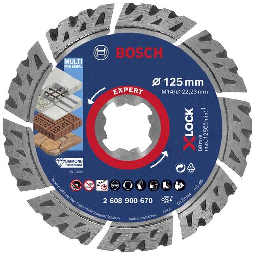 Bosch Accessories 2608900670 EXPERT MultiMaterial X-LOCK Diamanttrennscheibe Durchmesser 125mm Bohru von Bosch Accessories