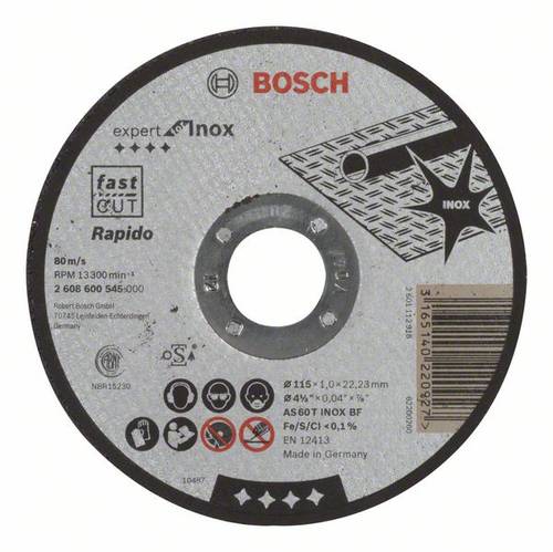 Bosch Accessories AS 60 T Inox BF 2608600545 Trennscheibe gerade 115mm Stahl, Edelstahl von Bosch Accessories