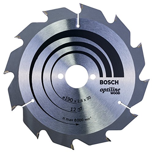 Bosch Accessories Bosch Professional 1x Kreissägeblatt Optiline Wood (Sägeblatt für Holz, Ø 190 x 30 x 2,6 mm, 12 Zähne, Zubehör Kreissäge) von Bosch Accessories
